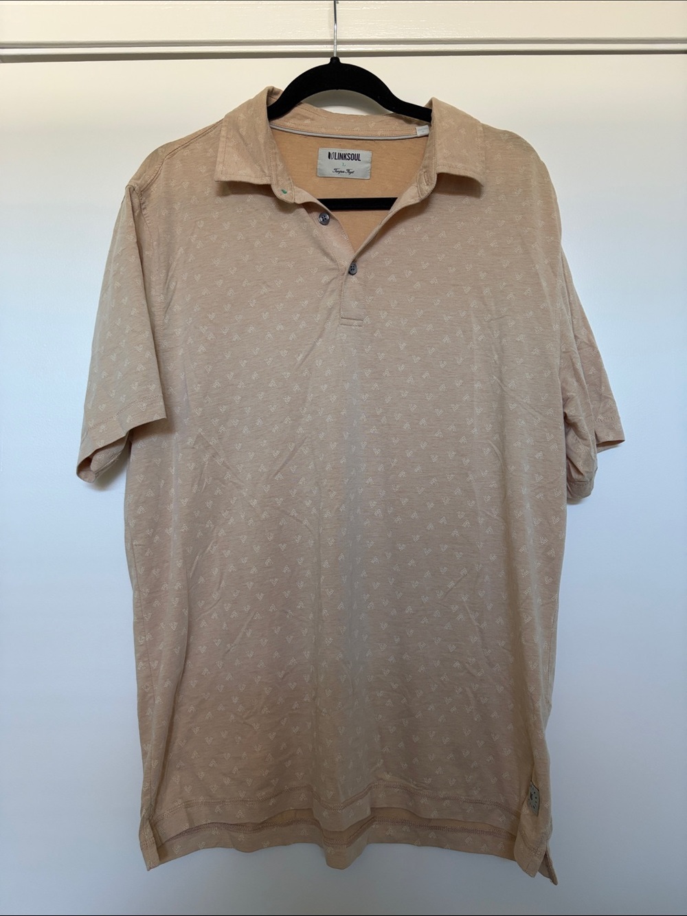 Linksoul Men's Light Tan Polo with Subtle Print